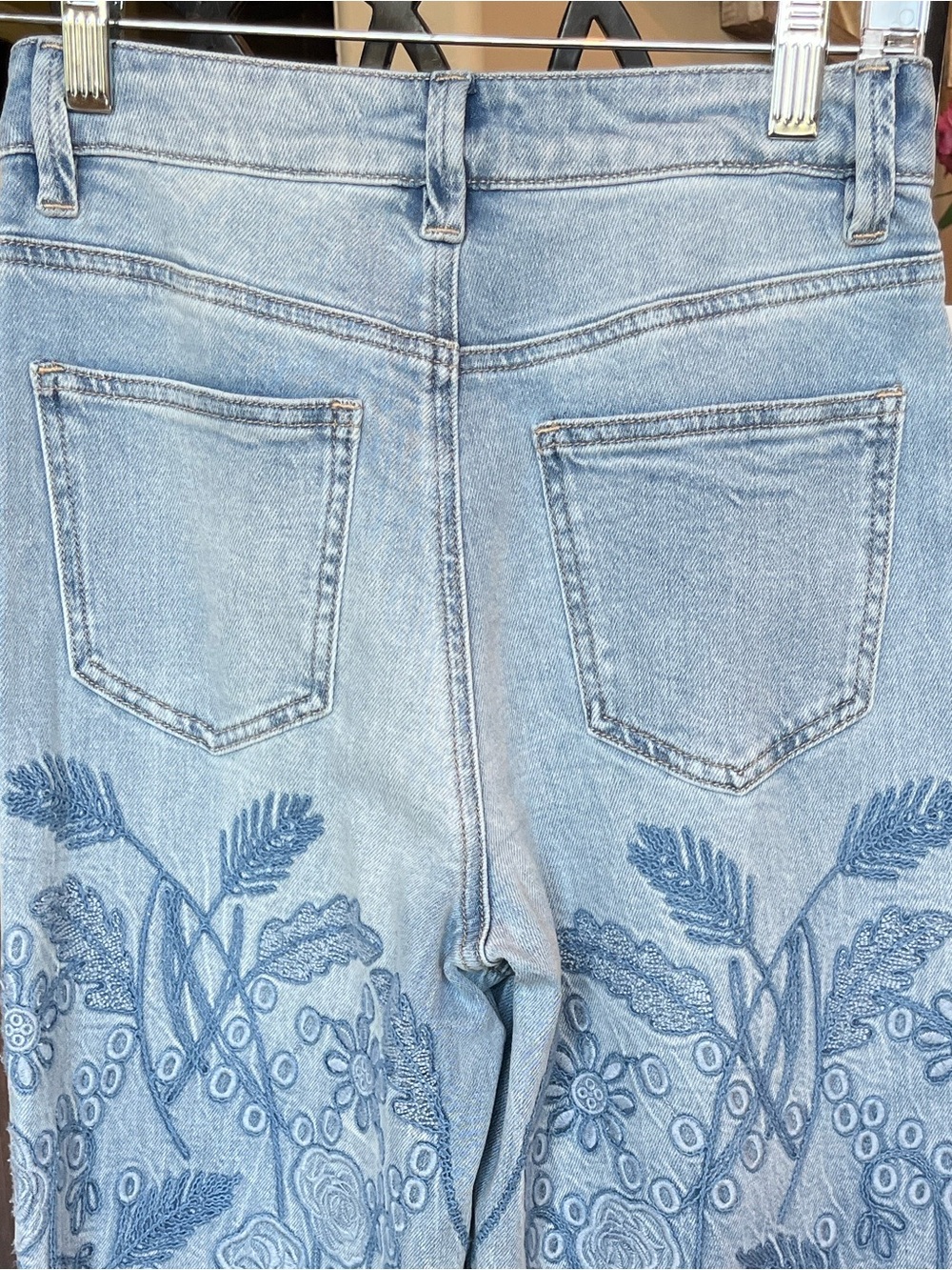 BAYEAS Light Blue Embroidered Wide-Leg Jeans - Picture 8 of 12